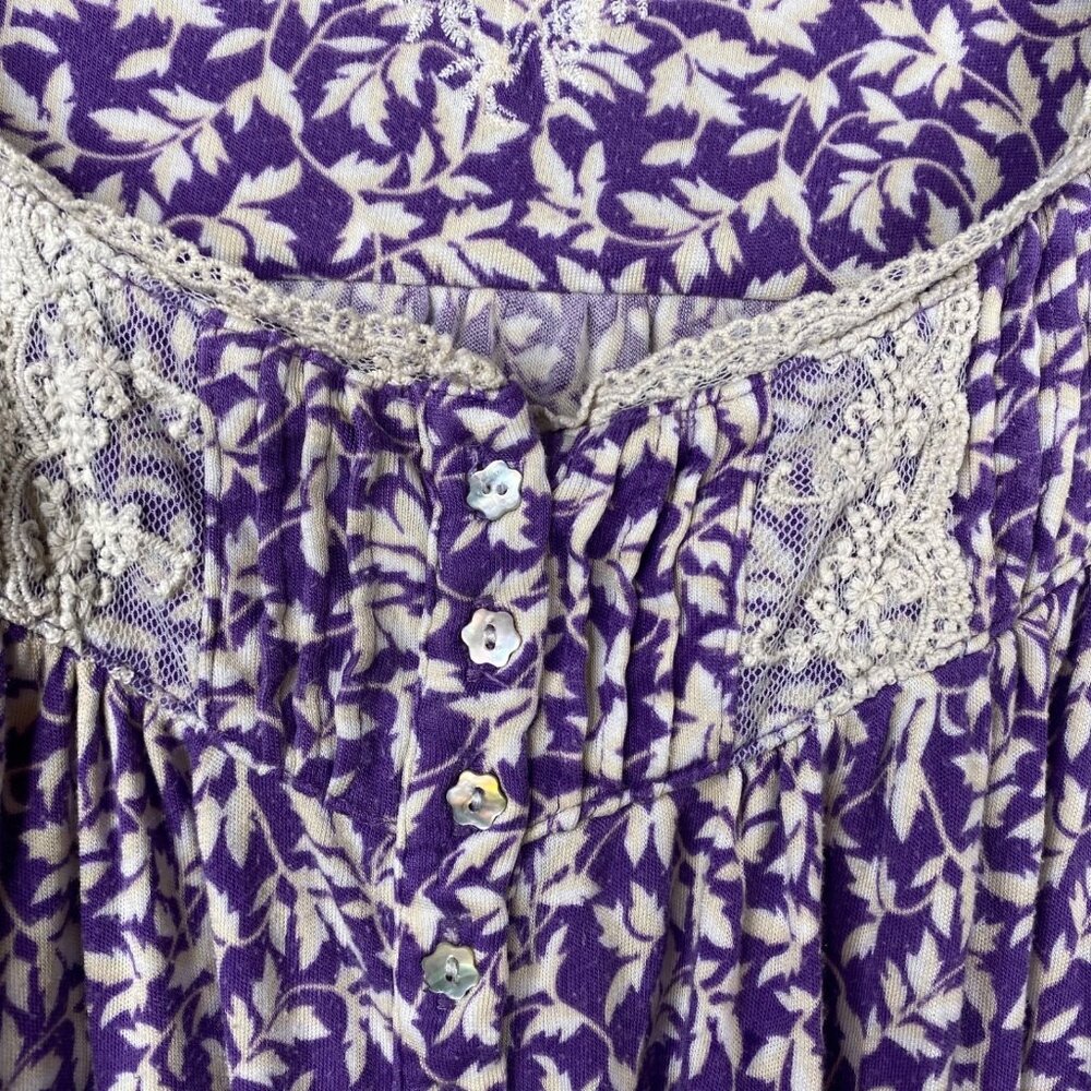Eileen West Nightgown Women's Purple Floral Sweetheart Neck Modal Grandma Size M - Picture 6 of 12